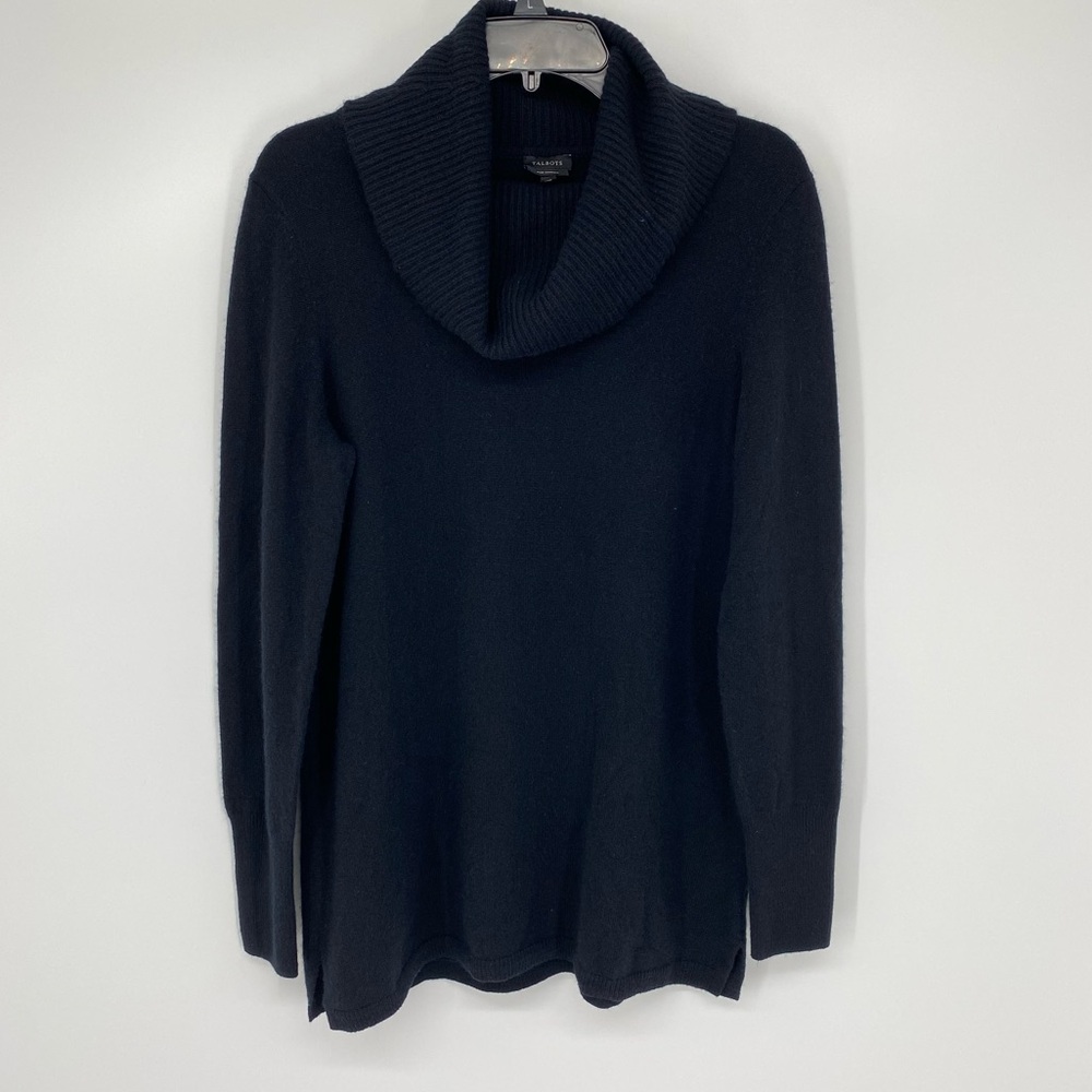 Talbots 100% Pure Cashmere Mock Neck Sweater Women's M Black